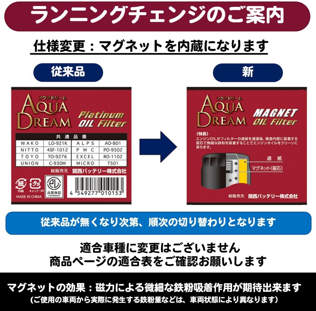 Thumbnail 1 de AQUA DREAM AD-OFP-01 自動車用オイルフィルター 外径65mm・ねじ径3/4-16UNF