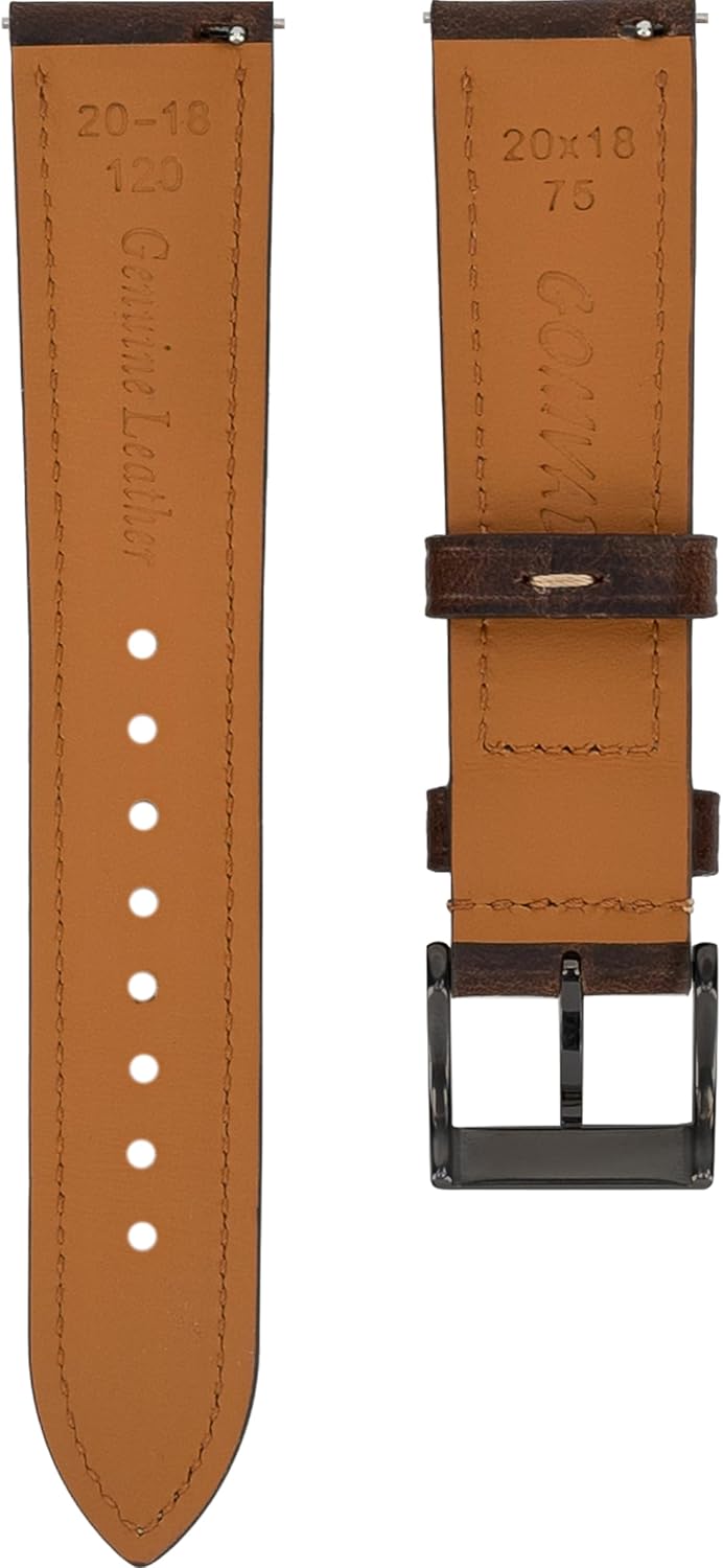 Thumbnail 3 de Gomvadr Quick-Release Lederarmband im Vintage Öl-Look (Pull-up) – mit Schnellverschluss für Federstege in 16–24 mm