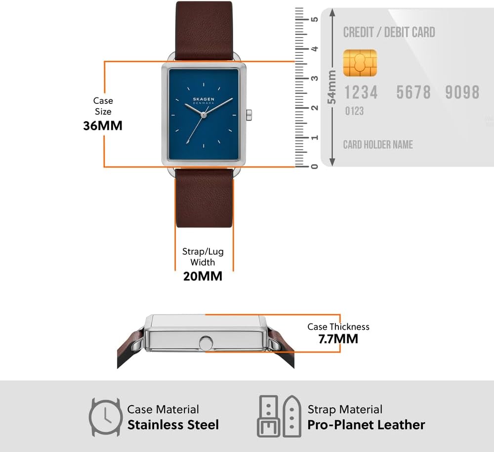 Thumbnail 6 de Skagen Hagen Herrenuhr – Quarz-Drei-Zeiger, Edelstahl- oder Lederband, 36 mm