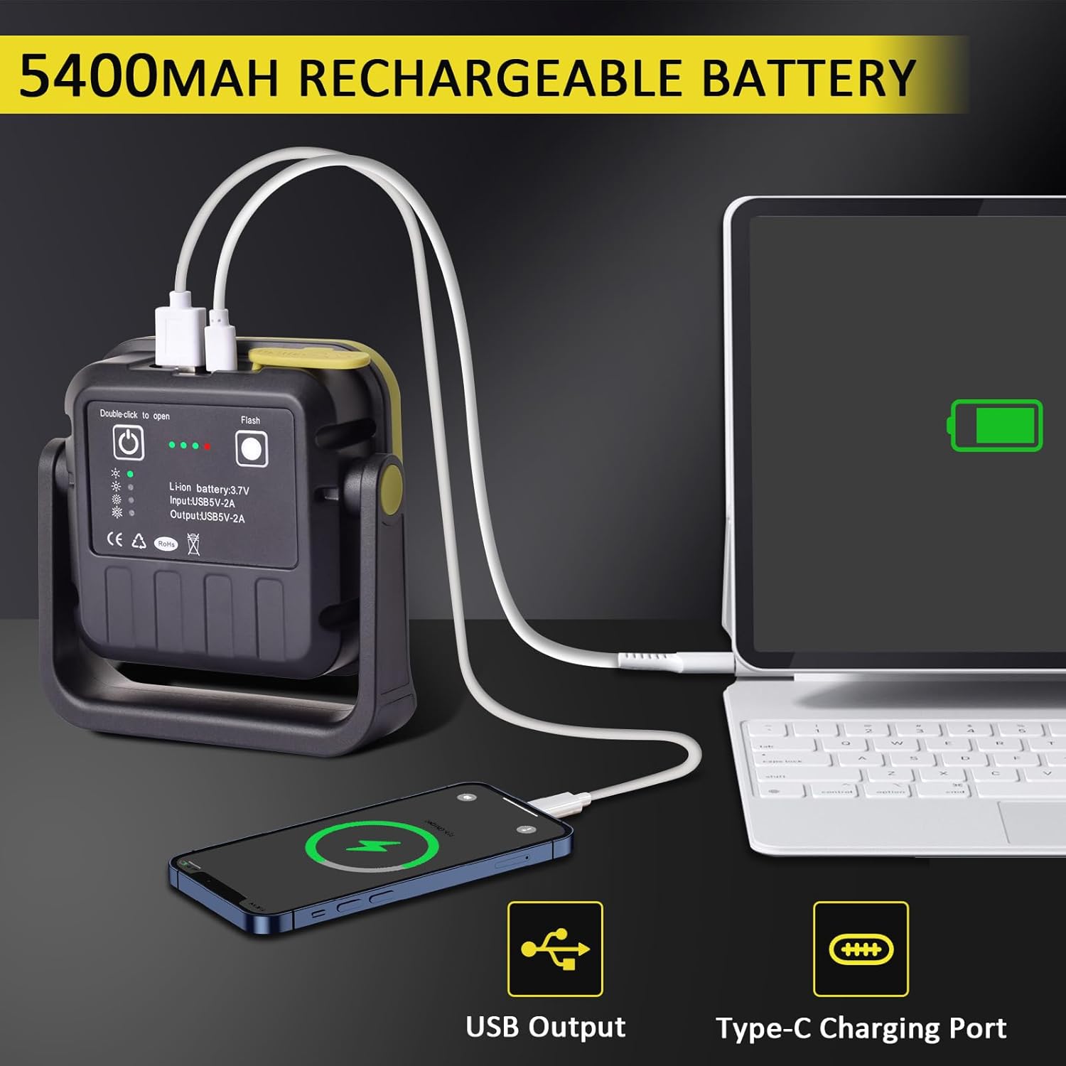 Thumbnail 4 de 30W Magnetic Rechargeable Work Light with 1500 Lumens and 360° Rotation