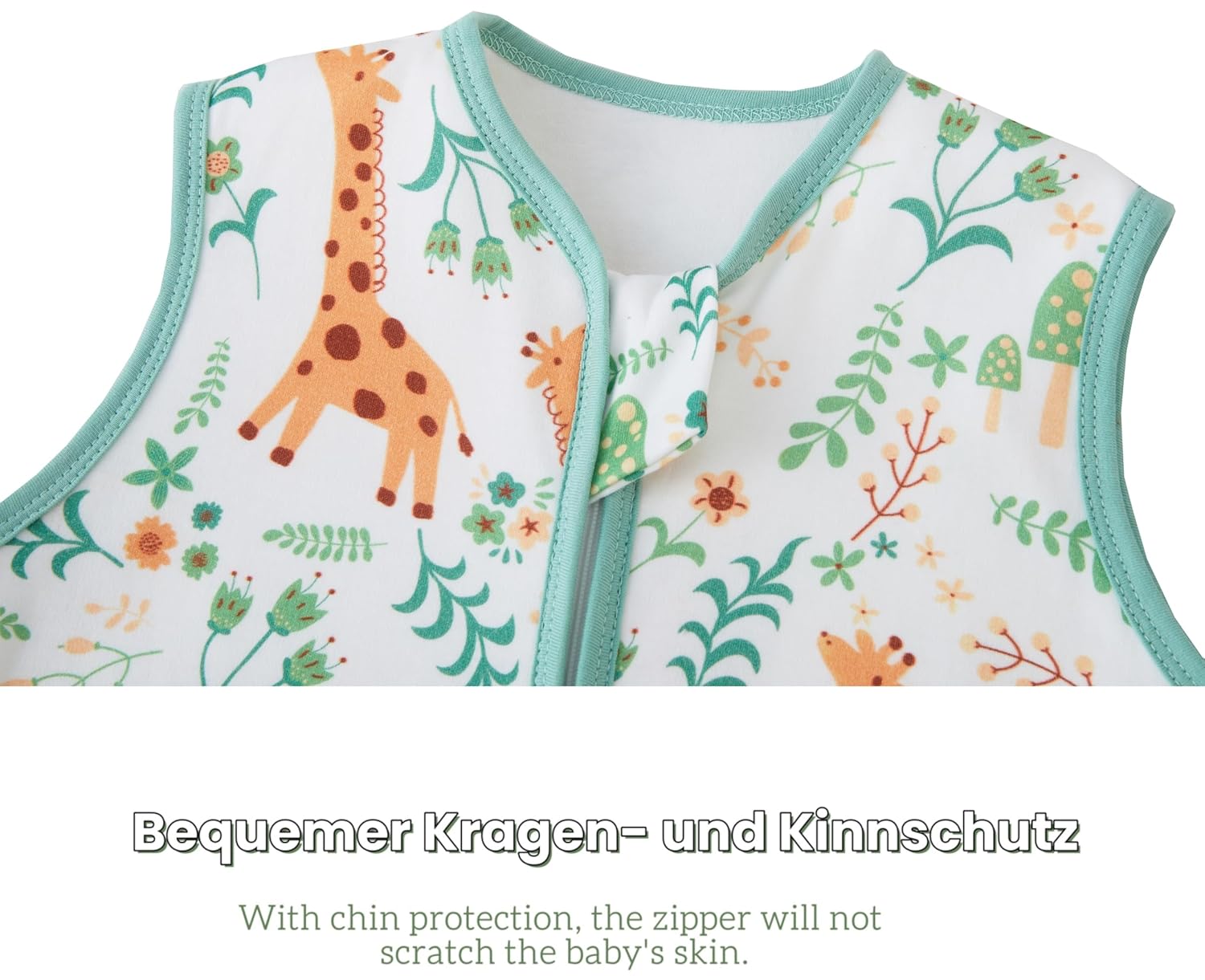 Detalle de Chilsuessy Baby-Schlafsack mit Beinen und Füßen aus 100% Baumwolle (Ganzjahres 1.5 Tog) – Giraffe, 100 cm