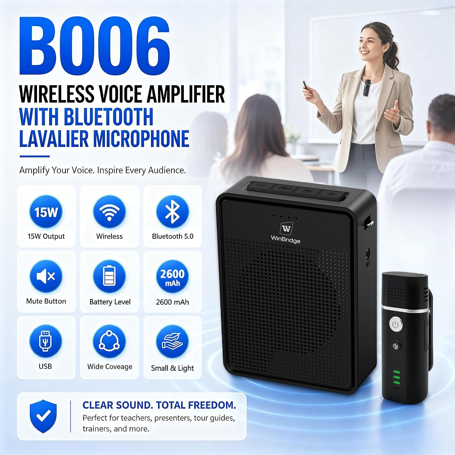 Thumbnail 1 de ResponseBridge B006 15W Portable Voice Amplifier with Wireless Lavalier Mic