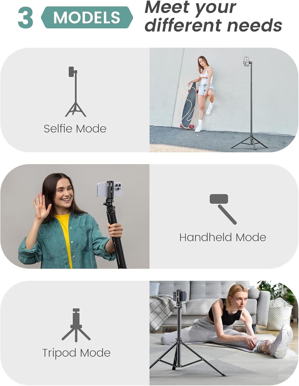 Thumbnail 4 de Extendable 71" Aluminum Phone Tripod for Video