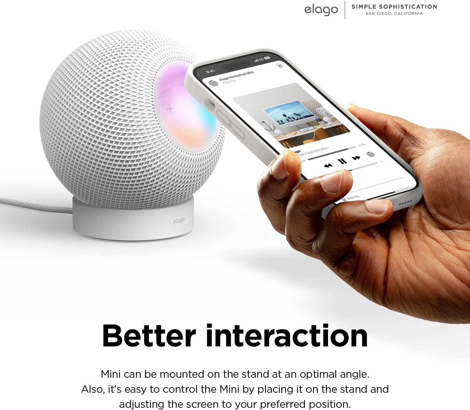 Detalle 2 de elago Support compatible HomePod Mini en silicone antidérapant noir (EQ) pour une meilleure visibilité des indicateurs
