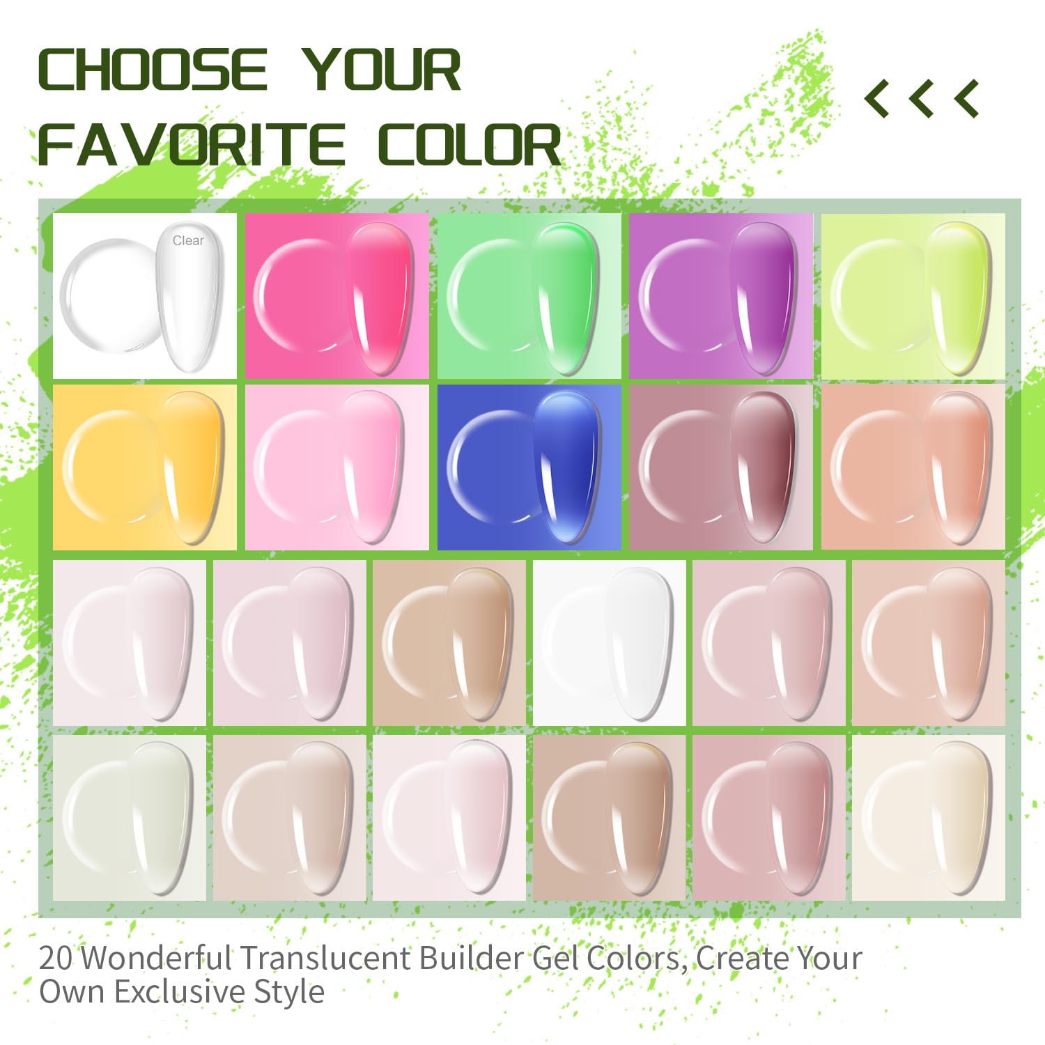 Detalle de JODSONE Builder Color Gel Top Coat Base Coat Extension Gel – 22 Stück Kit