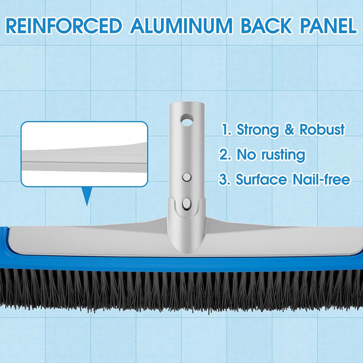 Detalle de TidyMister 000 Pool Brush, 17.5-Inch with Aluminum Back and Angled Bristles