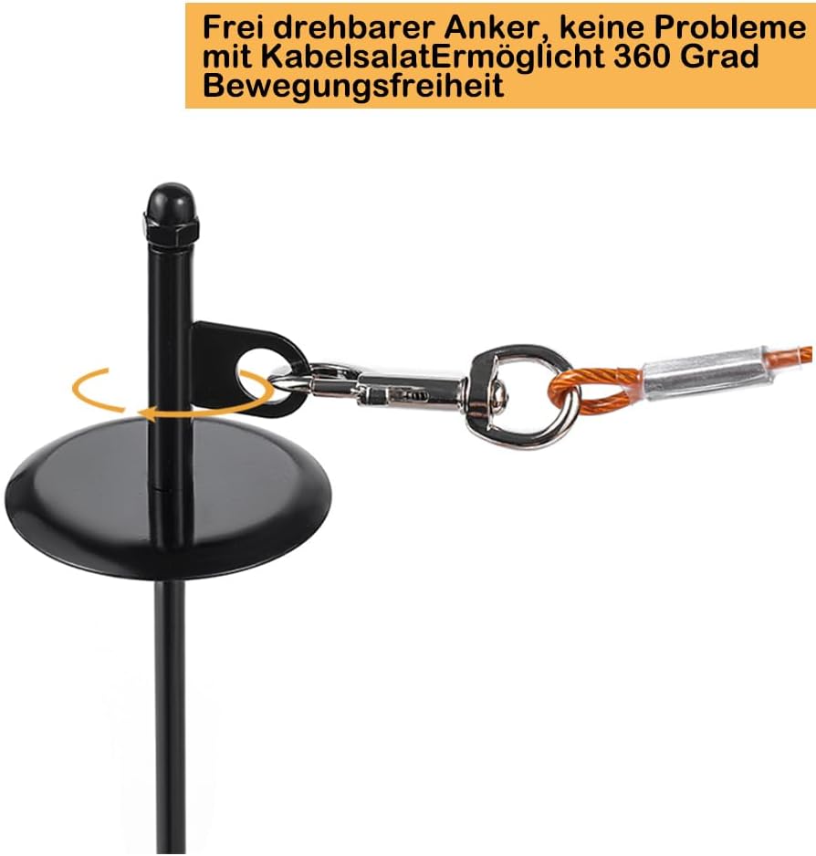 Thumbnail 4 de Bodenanker Hund – Erdanker für mittlere bis große Hunde bis zu 200 lbs, 360° Drehung, rostbeständiger Pflock, einfache Installation (Grün/Schwarz, 15 m oder 50 ft)