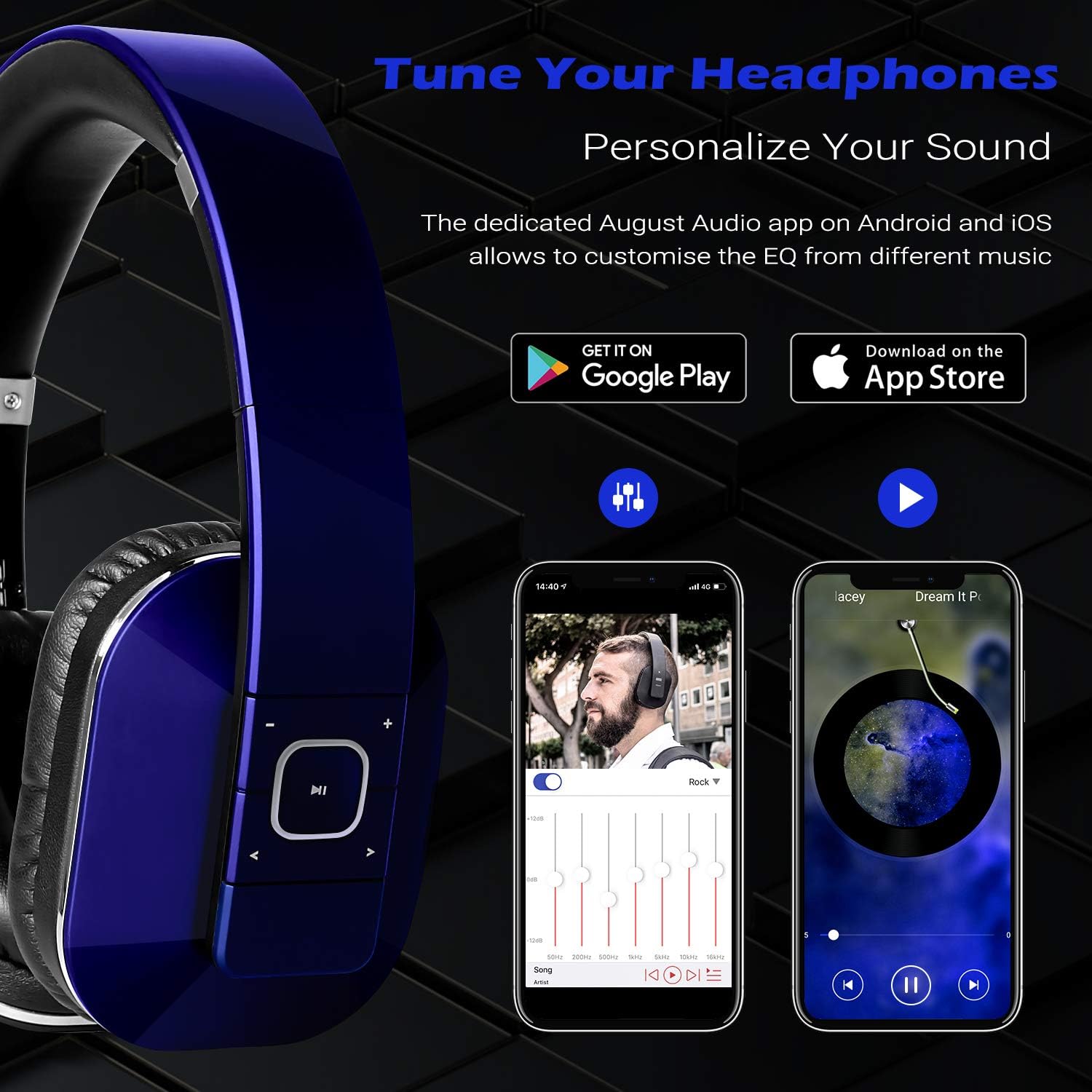 Detalle de August EP650 Bluetooth Kopfhörer 15 h Akku