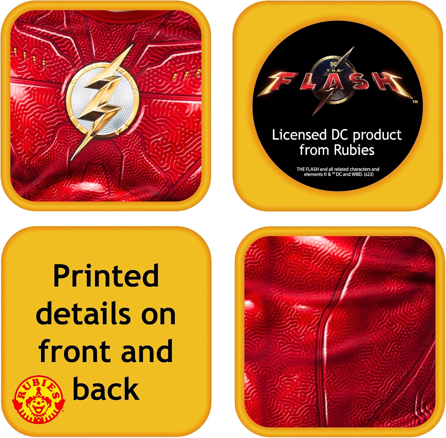 Detalle 2 de Rubie's Flash The Movie kids jumpsuit & mask