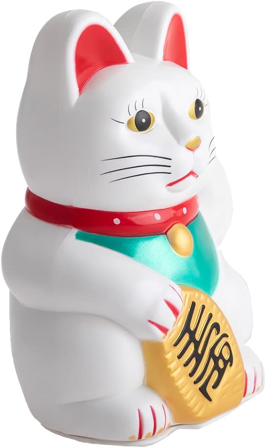 Detalle 2 de lachineuse 3215 – figurka Maneki Neko z ruchomym ramieniem, biało-złota