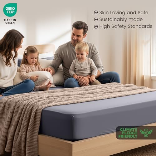 Thumbnail 2 de Utopia Bedding King Size Fitted Sheet in Grey with 35cm Deep Pockets