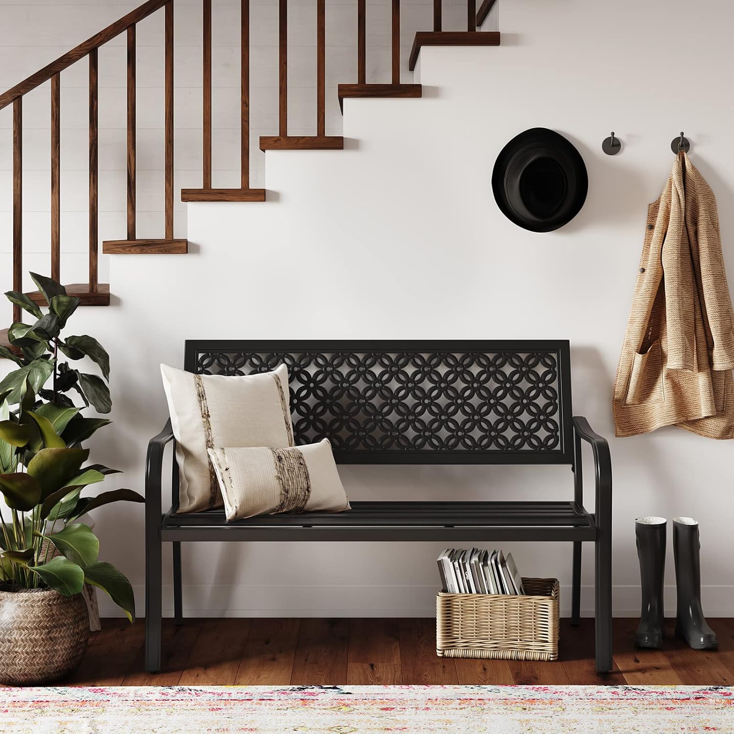 Thumbnail 3 de Grand patio Grand Patio garden bench (2–3 seater) in black – rust-resistant powder-coated steel