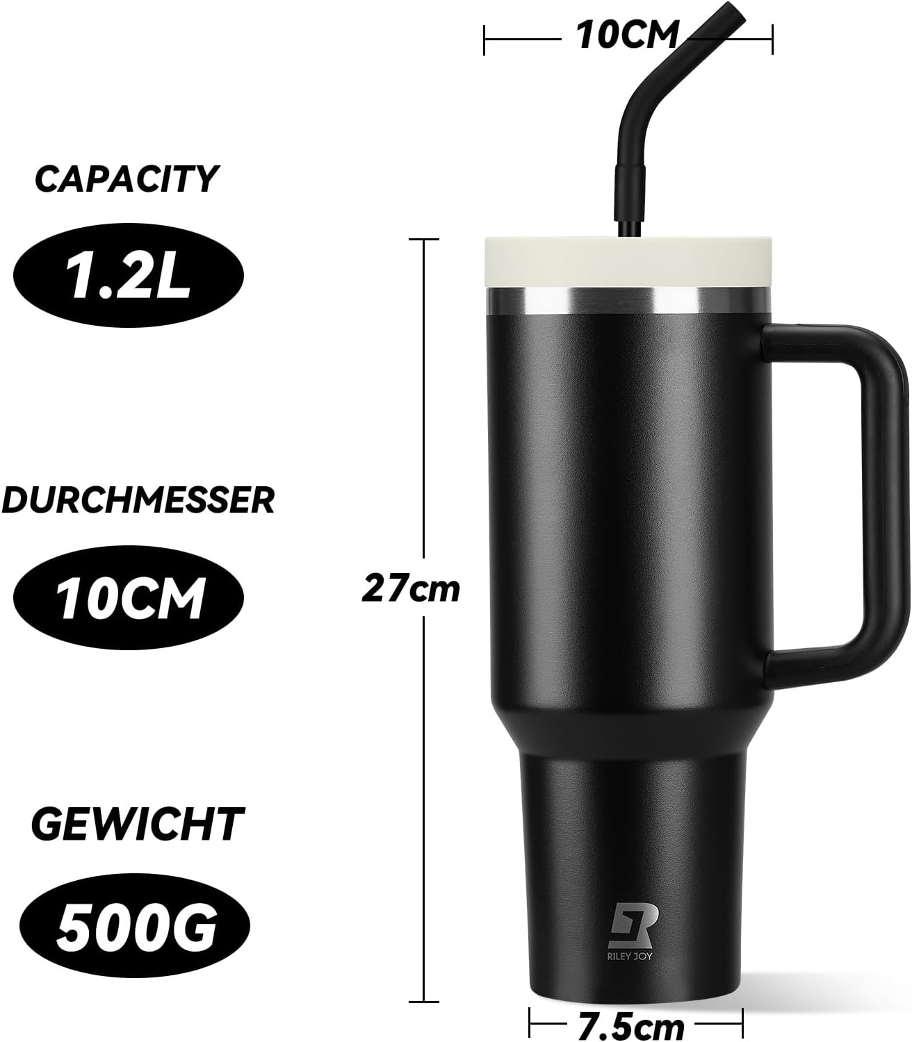 Thumbnail 4 de Riley Joy Thermobecher mit Strohhalm und Griff (1,2 l) – auslaufsicher, vakuumisoliert