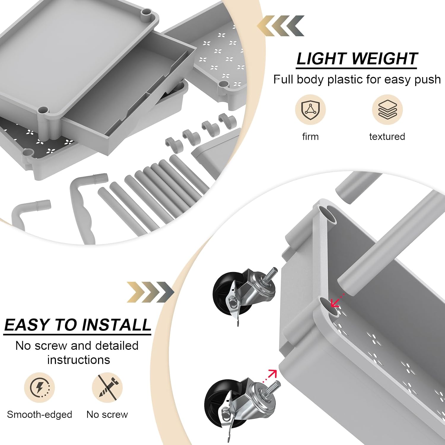 Thumbnail 2 de Goovilla 3 Tier Rolling Utility Cart with Removable Drawer
