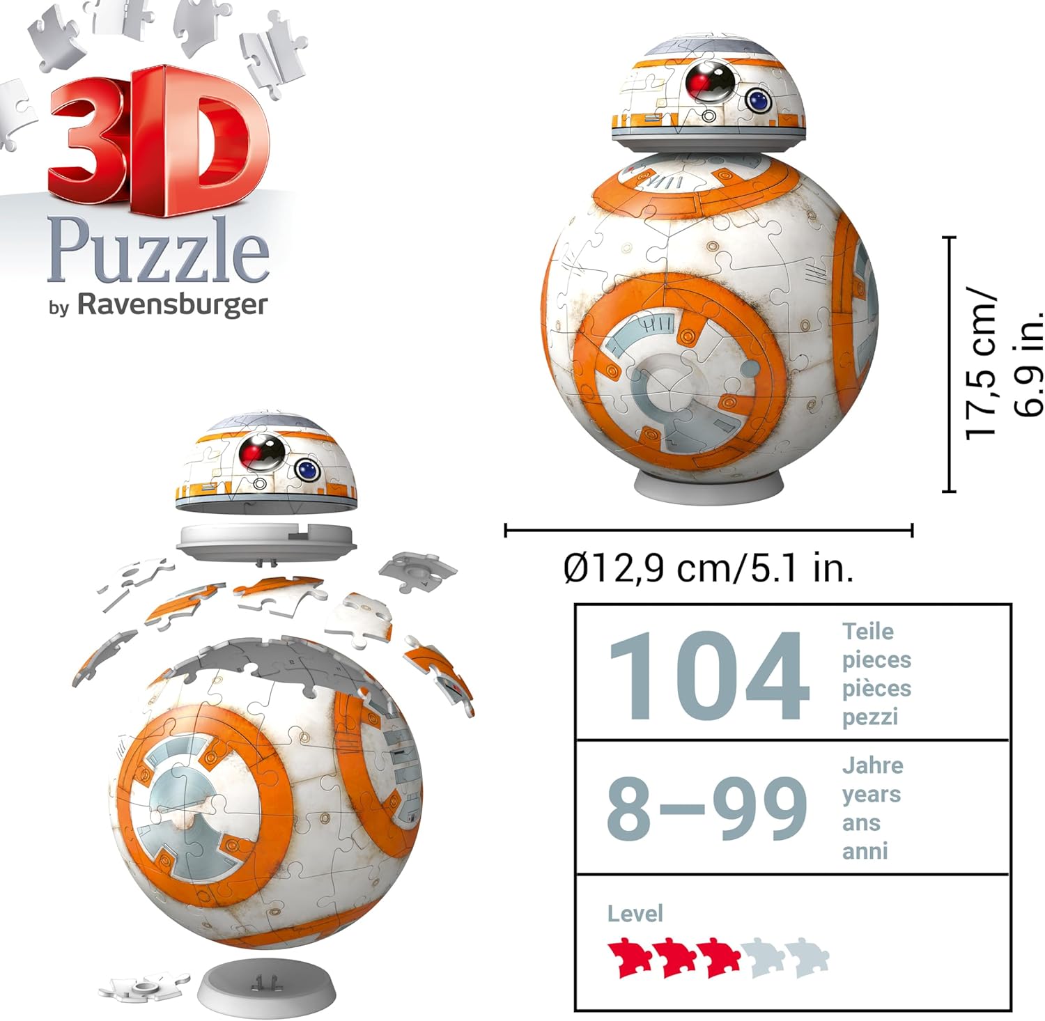 Thumbnail 2 de Ravensburger 3D Puzzle 11578 BB-8 – Astromech-Druide als Puzzle-Ball