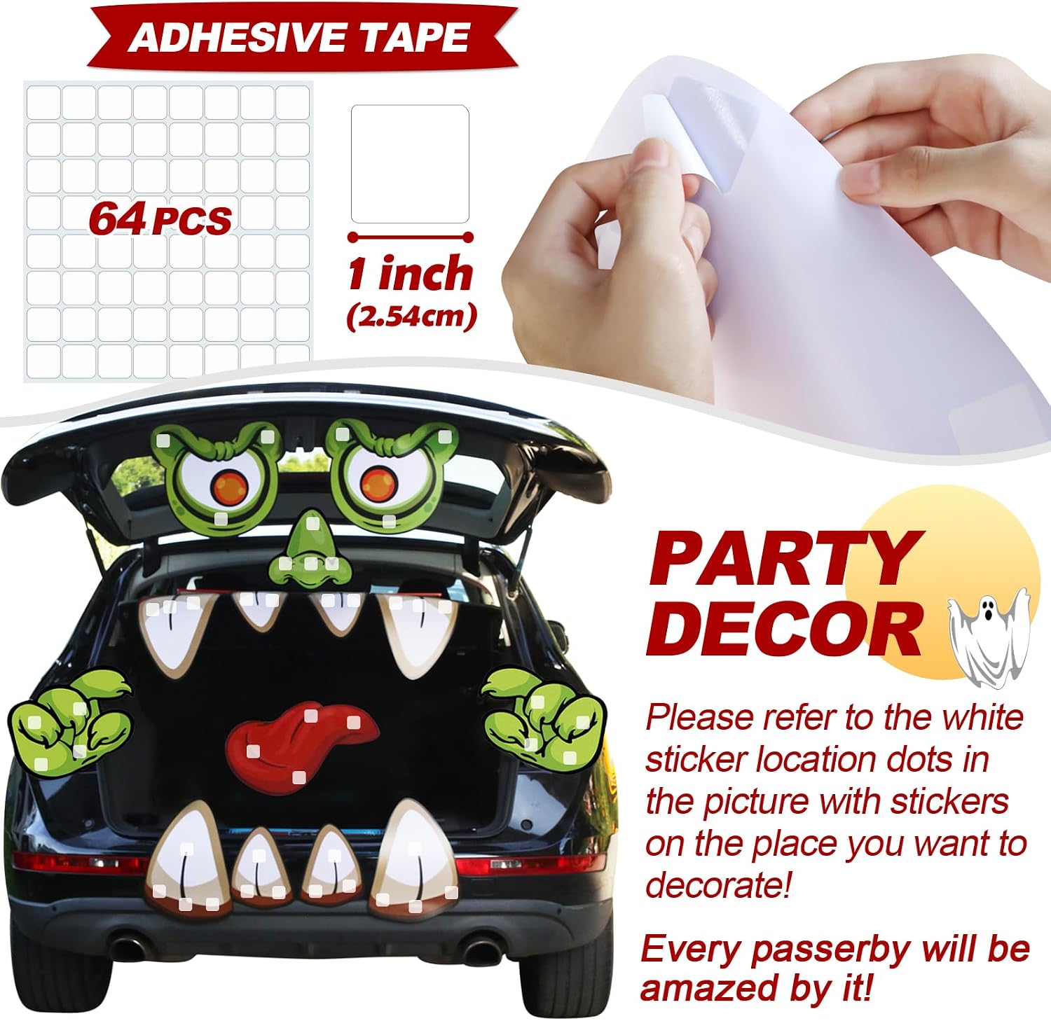 Detalle de PARTYLOUD Halloween car decoration kit, PVC