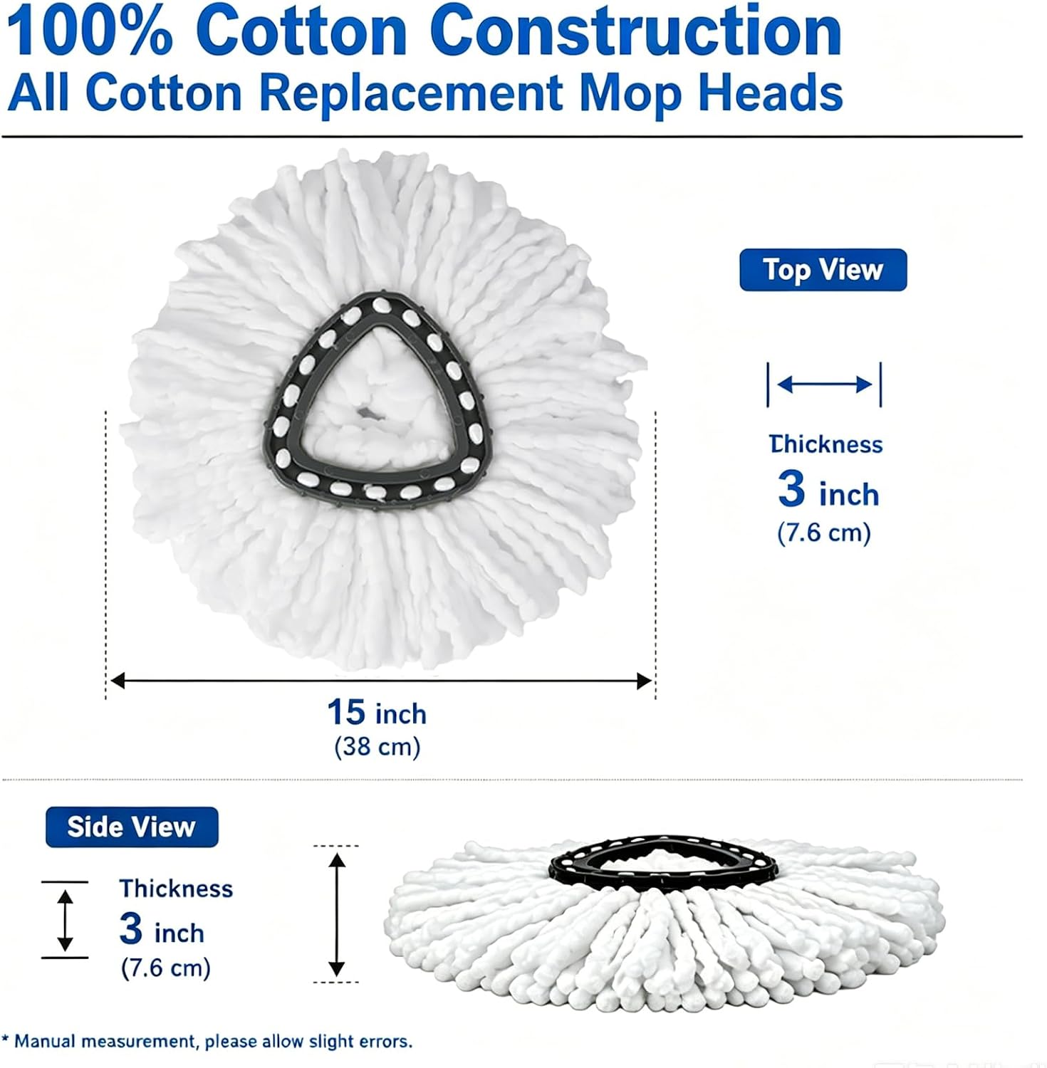 Detalle de 12 Pack Spin Mop Replacement Heads – 100% Microfiber, 360° Spin, Triangle Mop Refills