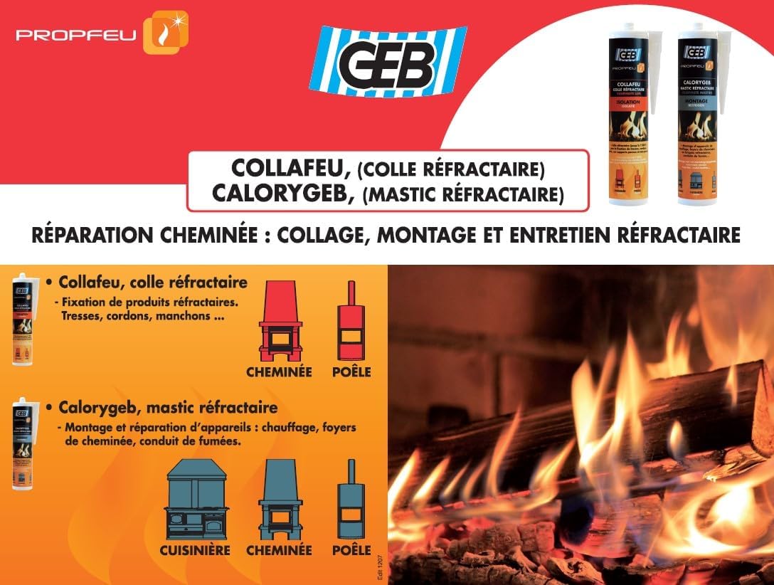 Thumbnail 5 de GEB 125211 Collafeu Colla Réfractaire Pot 300 g Clair – Fixation durable pour surfaces chaudes