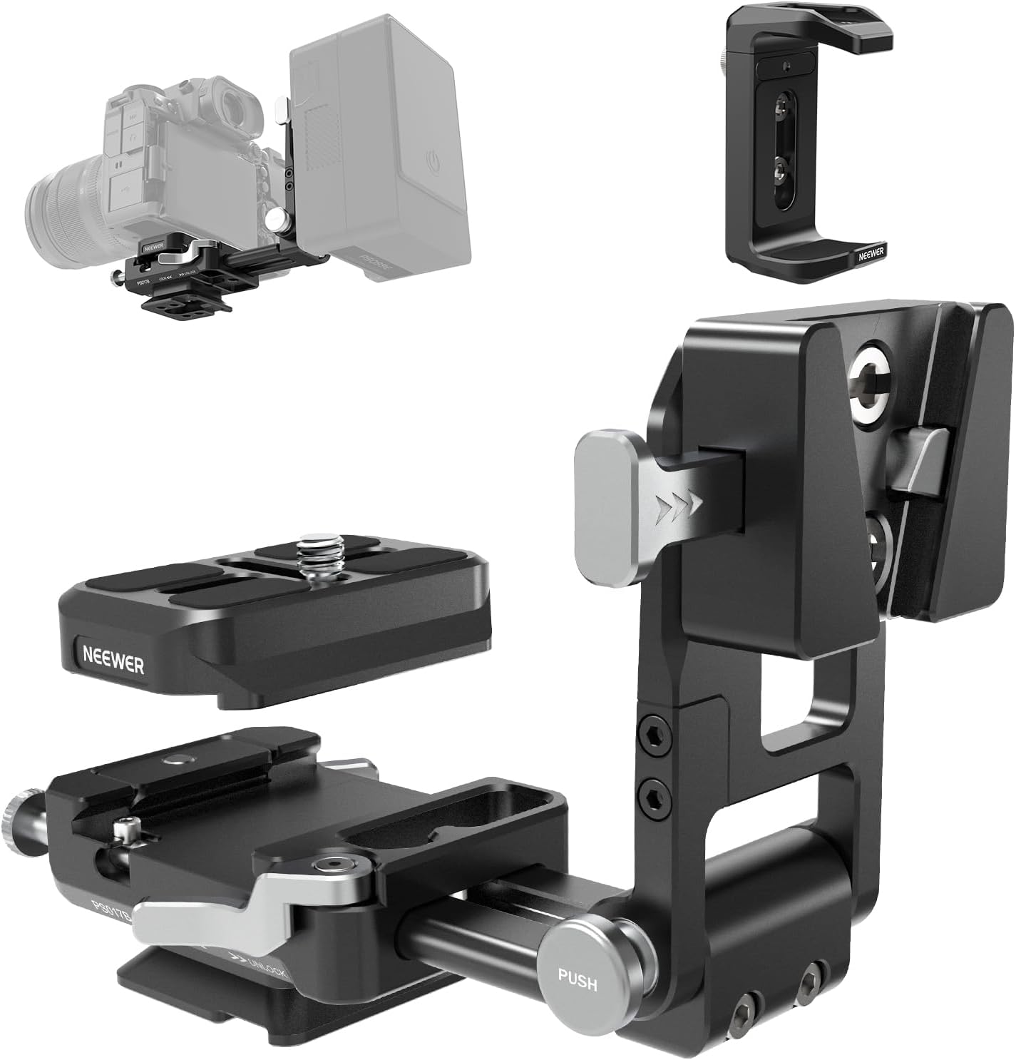 Thumbnail 6 de NEEWER Piastra Batteria V Mount con piastra QR Arca e adattatore V-lock per rig con DJI RS4/RS3