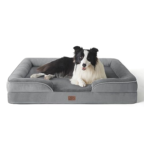 Detalle de Bedsure Letto per Cani Grande 89x63x18 cm — Divano in schiuma uovo, sfoderabile