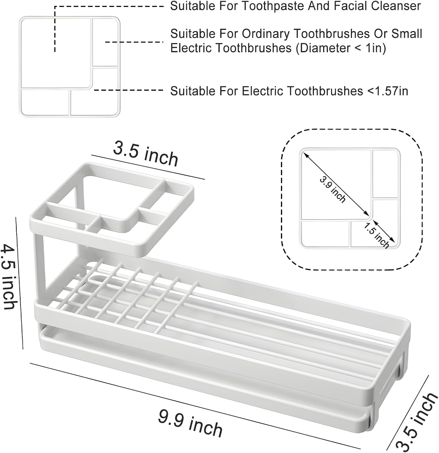 Thumbnail 1 de IWTTWY 4-slot toothbrush caddy with tray 🪥