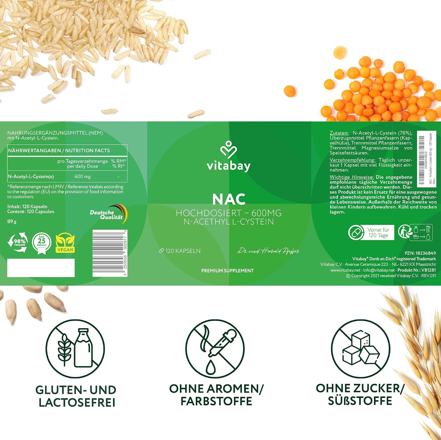 Thumbnail 6 de Vitabay NAC 600 mg – 120 vegane Kapseln mit N-Acetyl-L-Cystein