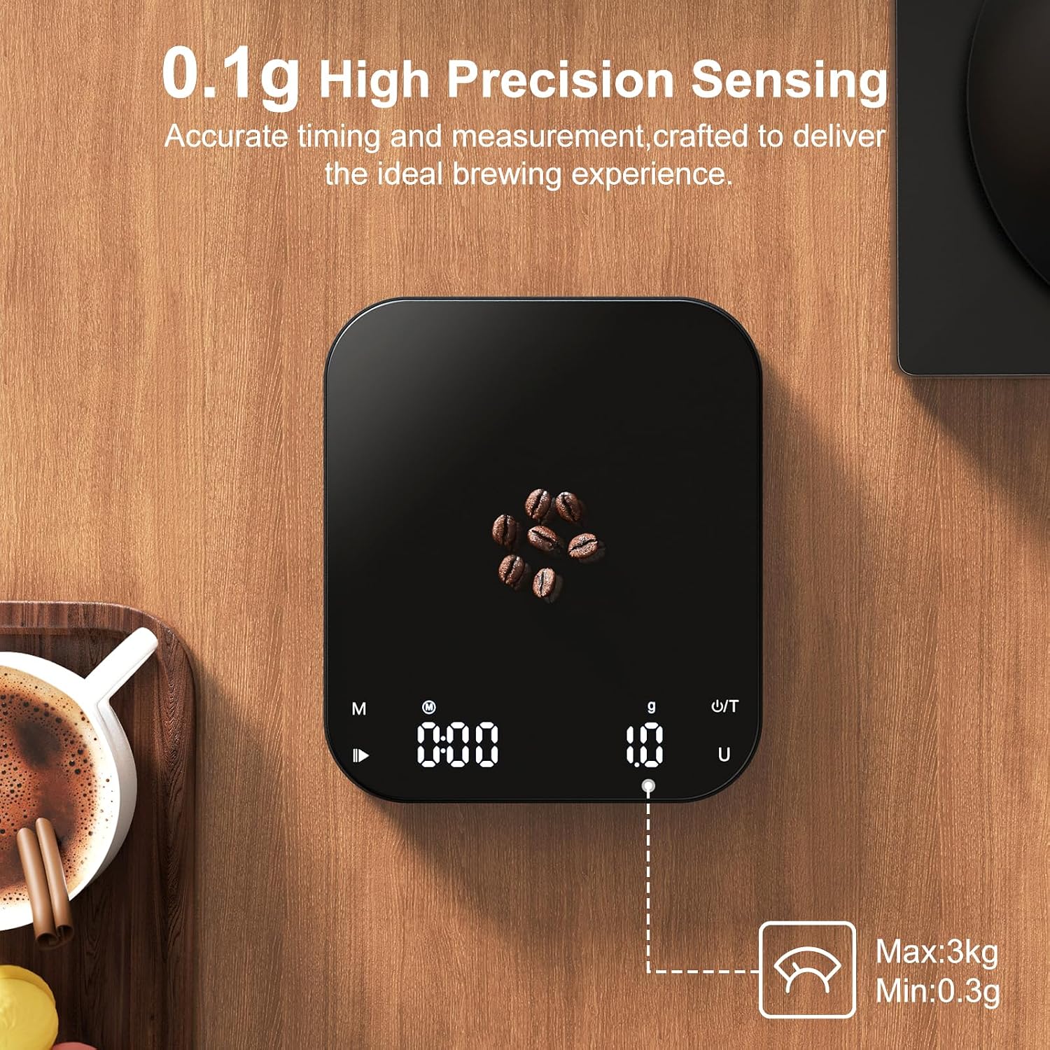 Thumbnail 1 de Ultrean K80H Coffee Scale with Timer, 0.1g Accuracy, 3kg Capacity