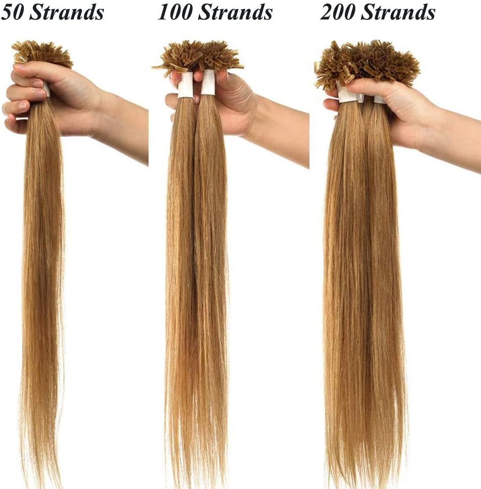 Detalle de SEGO Extensions Keratine Cheveux Naturel 1g × 50 Mèches – Extension à Chaud en Cheveux Humains, 60 cm, Blond Très Clair 613