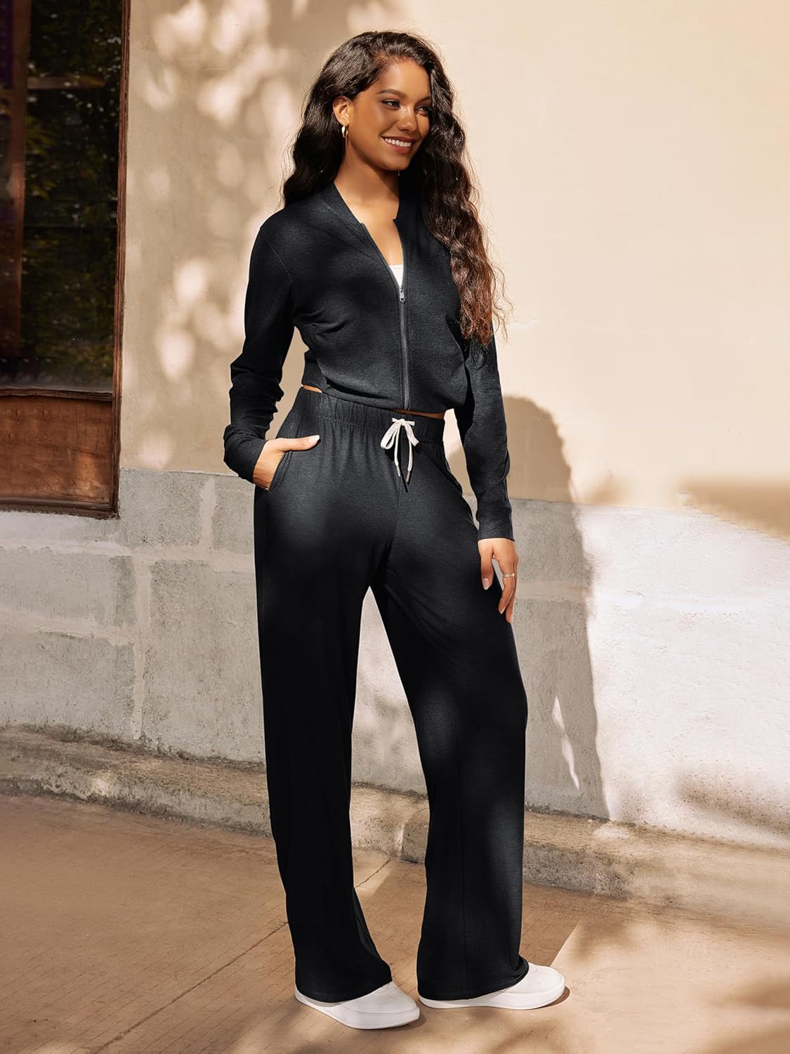 Thumbnail 1 de ODODOS Women’s Straight Leg Pants (odSTRATUM Tech) Ultra-Soft Relaxed Pajama Lounge Pants with Pockets