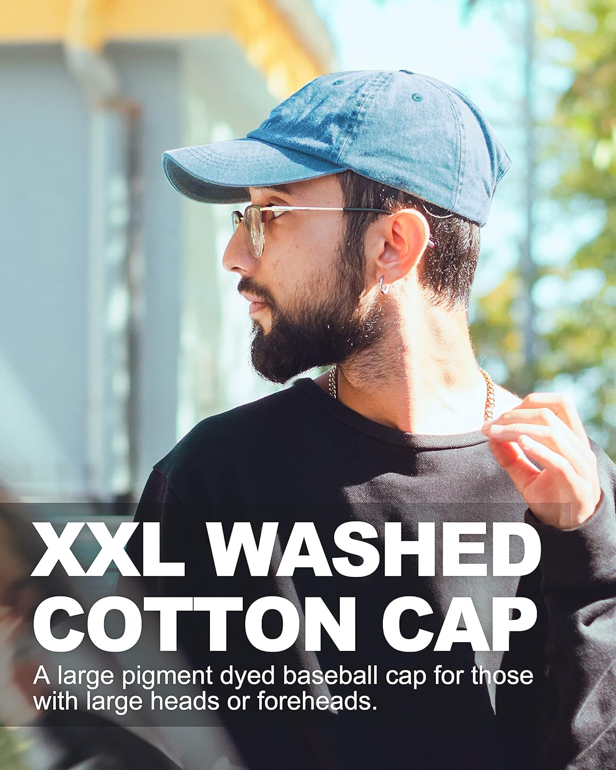 Thumbnail 3 de Zylioo XL/XXL Washed Cotton Baseball Cap – Big Heads, Low-Profile Vintage Style