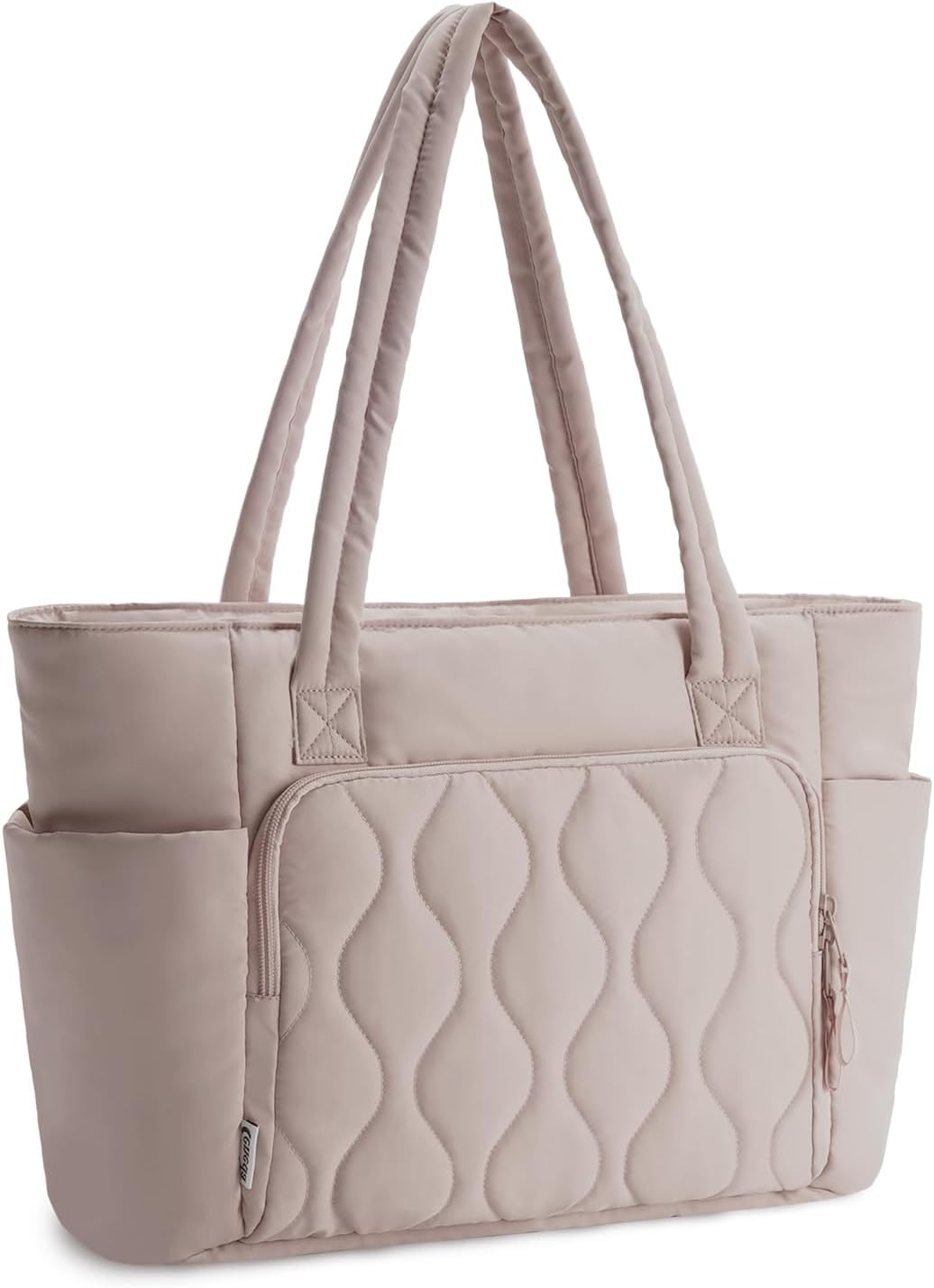 Detalle de Ceneda Quilted Puffer Tote Bag for Women – Lightweight Work Tote with 15.6" Laptop Compartment