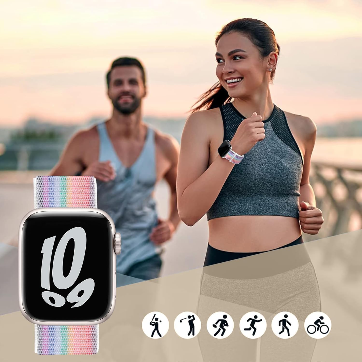Thumbnail 5 de Yoohoo Bracelet Nylon compatible Apple Watch – 38–46 mm (SE/SERIES, hommes et femmes)