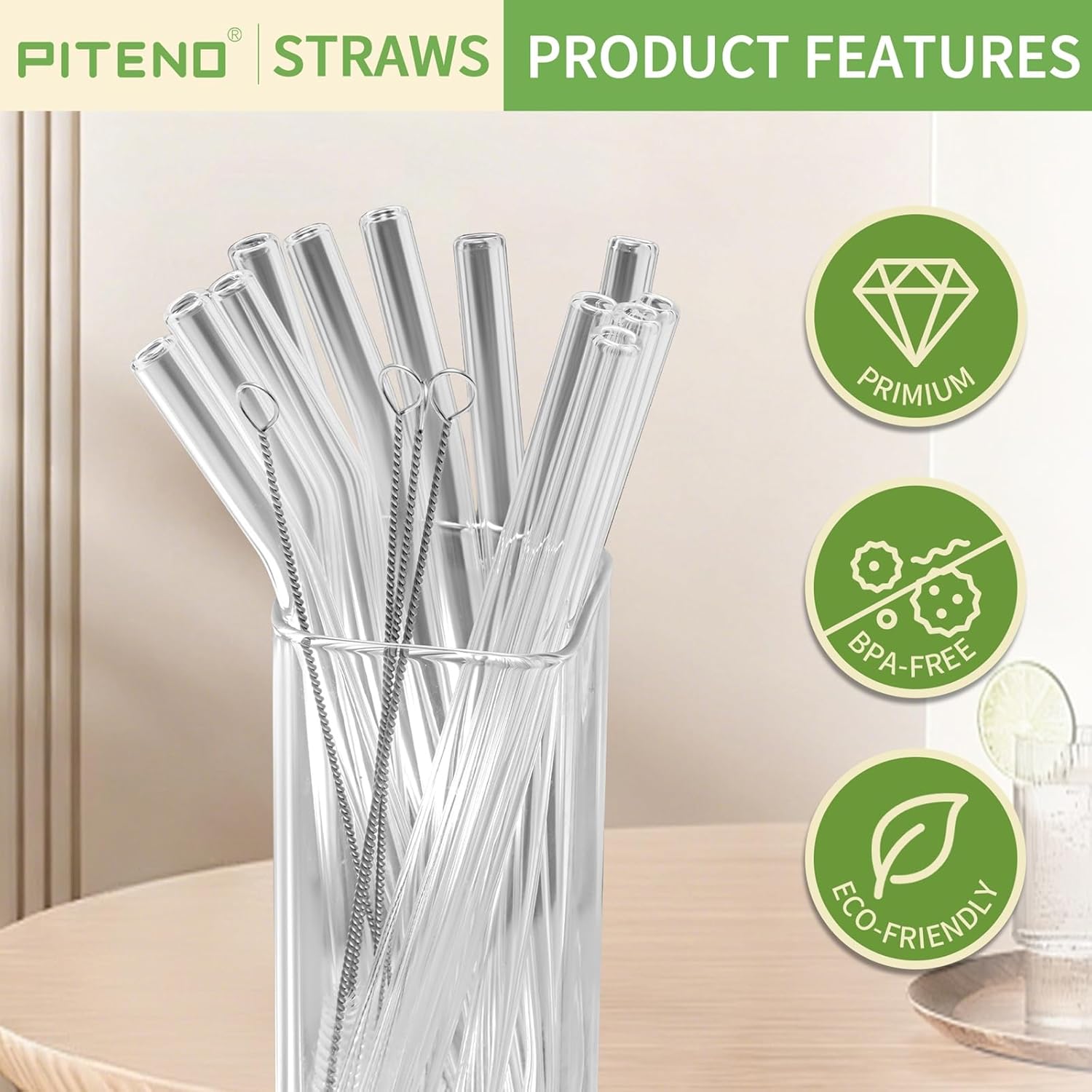 Detalle 2 de Piteno Glass Straws 10 mm