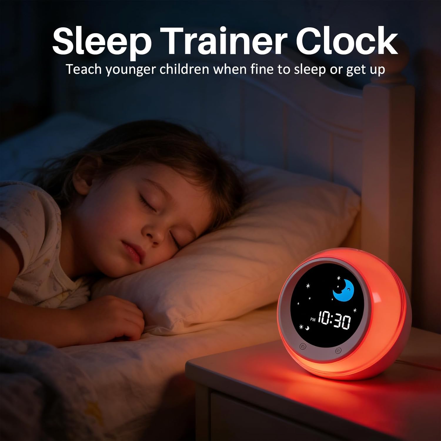 Detalle de iHoo Toddlers Sleep Training Clock: Sun & Moon Wake Clock for 2–9 Years
