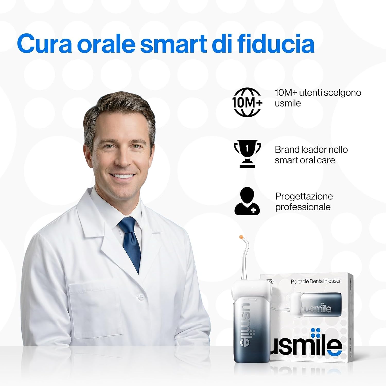 Detalle de USmile Idropulsore orale portatile C10: 4 modalità e batteria fino a 95 giorni