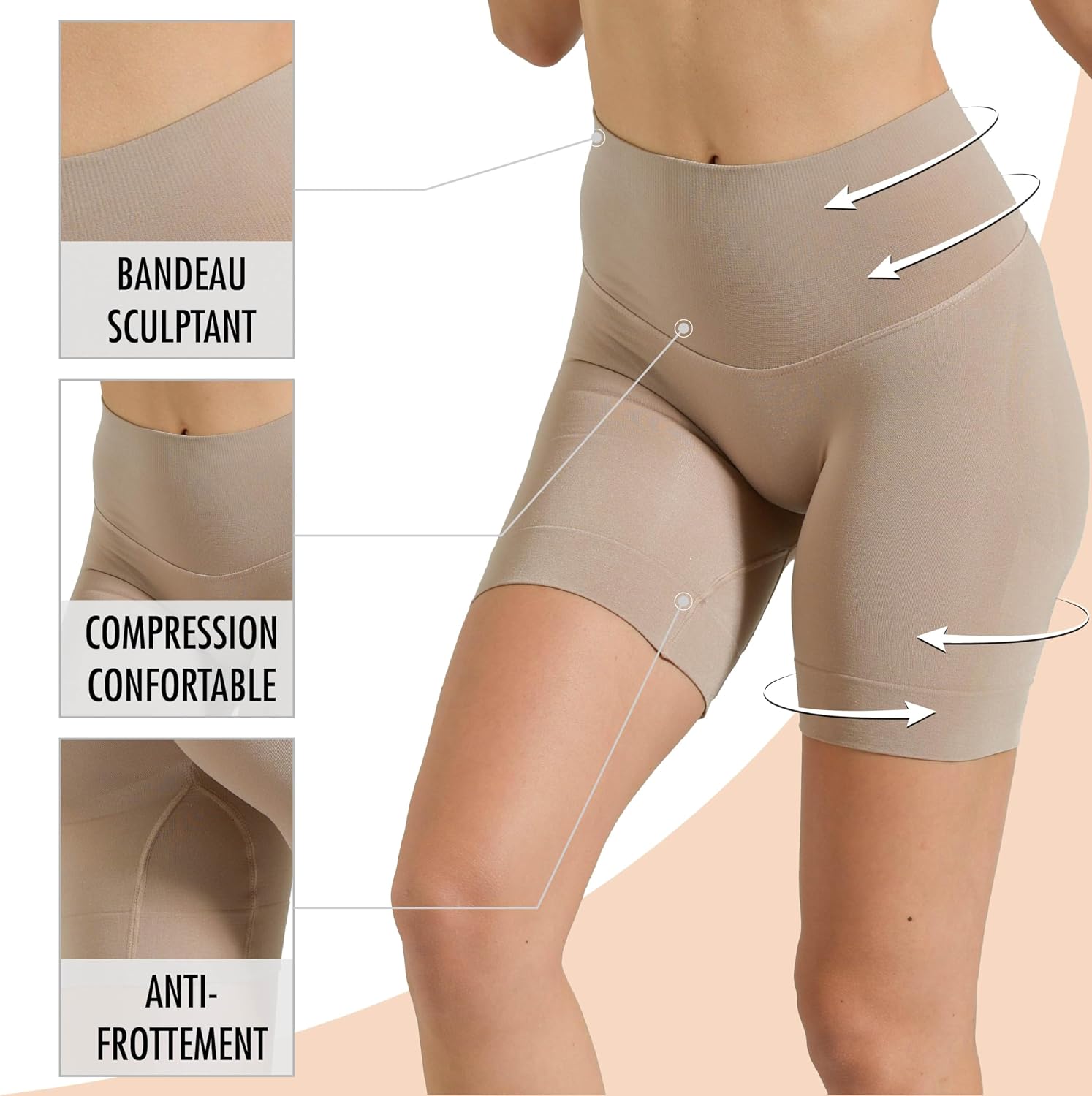 Detalle de Risalti Guaia Modellante Push Up corrigerende damesshort van microvezel, naadloos