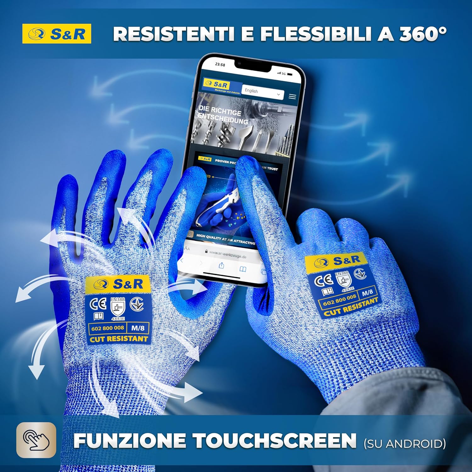 Thumbnail 2 de Guanti Antitaglio S&R: Tungsteno e Nitrile, Taglia 10 (Nivel 5) per Lavoro, Giardinaggio e Cucina