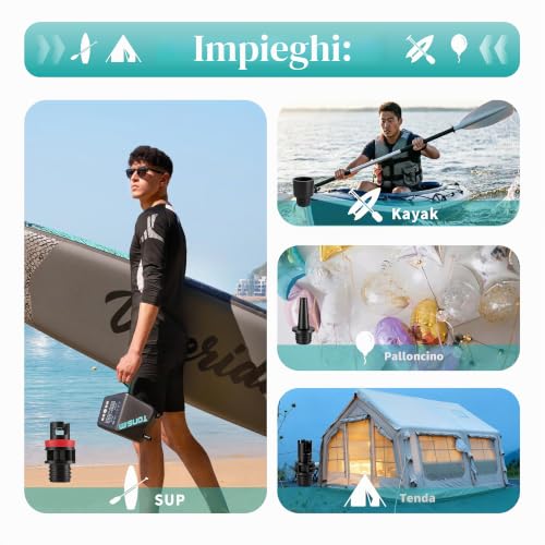Thumbnail 4 de TONSIM Pompa Elettrica Sup con Batteria 20 PSI: gonfiaggio rapido, tre modalità intelligenti e alimentazione auto per paddle board