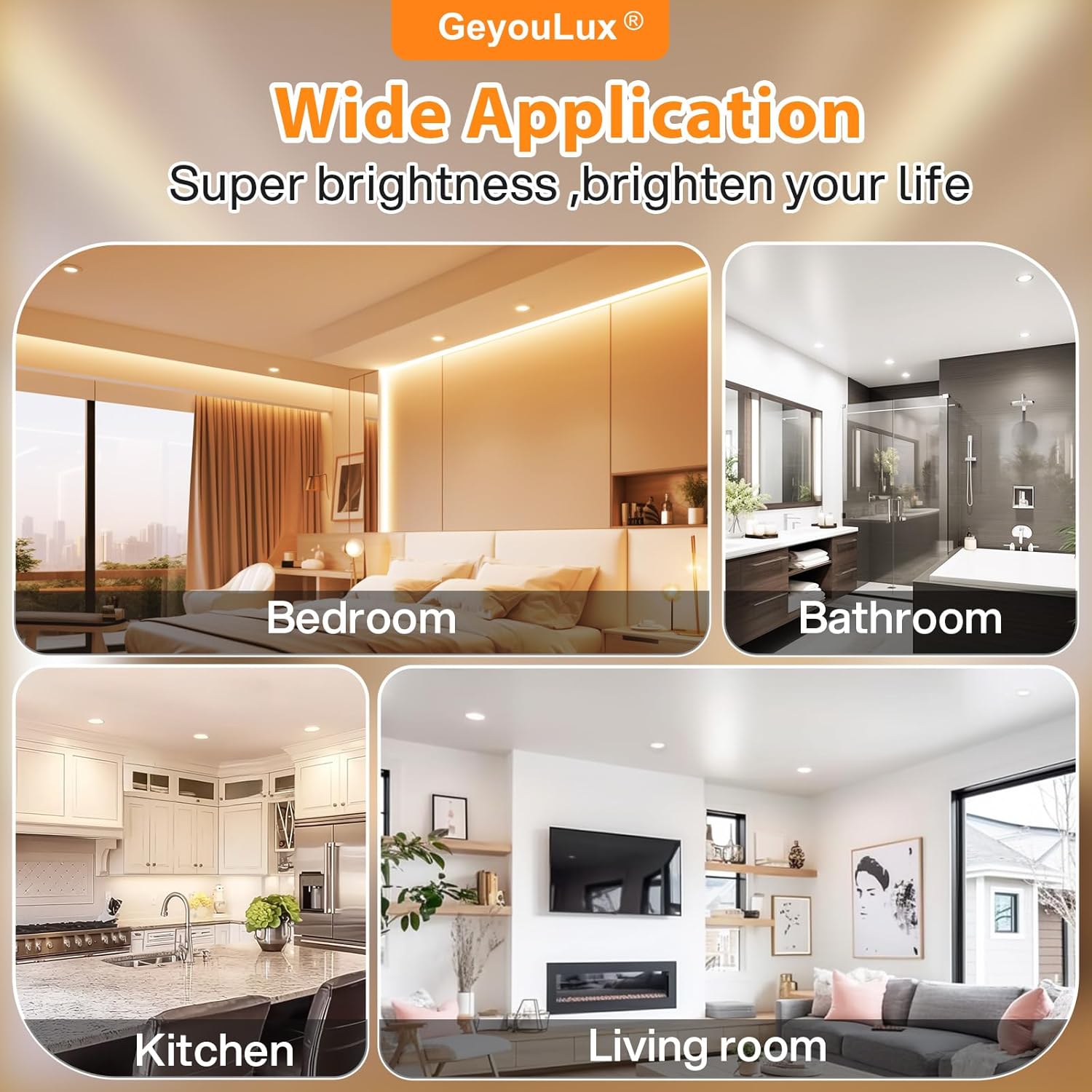 Thumbnail 6 de GeyouLux LED-Einbaustrahler 230 V, dimmbar, 6 W (3000 K), IP44, 45° schwenkbar – 1er-Set