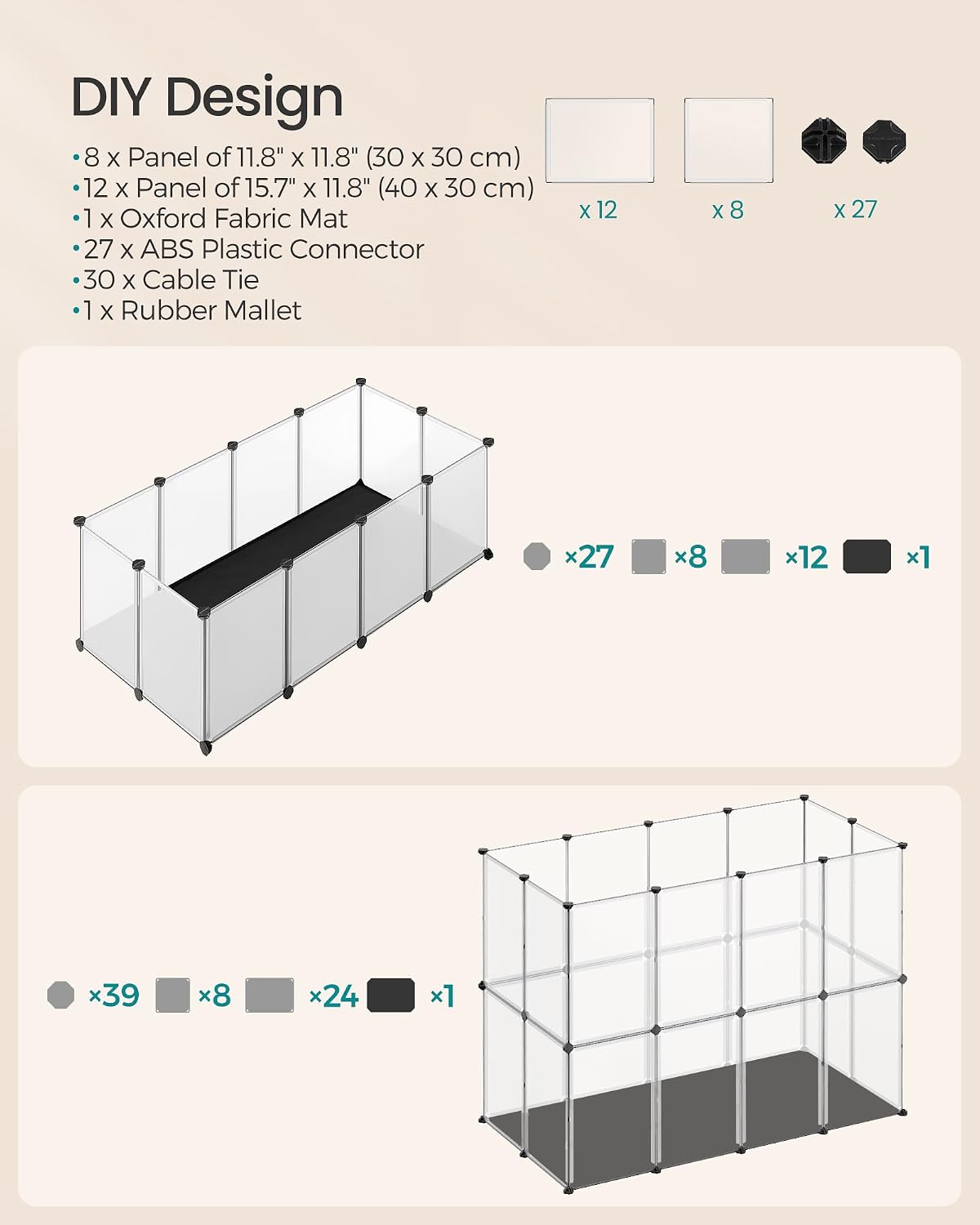 Thumbnail 5 de SONGMICS DAMION Collection LPC009W01 Small Animal Playpen with Removable Oxford Mat