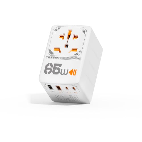 Detalle de TESSAN adattatore universale da viaggio GaN 65 W con 2 USB-A e 2 USB-C