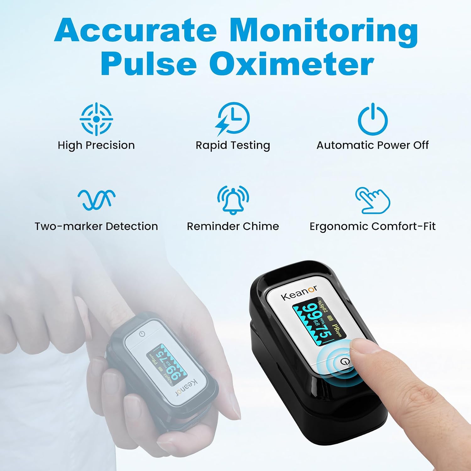 Detalle de Keanor BSX251 Finger Pulse Oximeter with SpO2, Pulse Rate and PI
