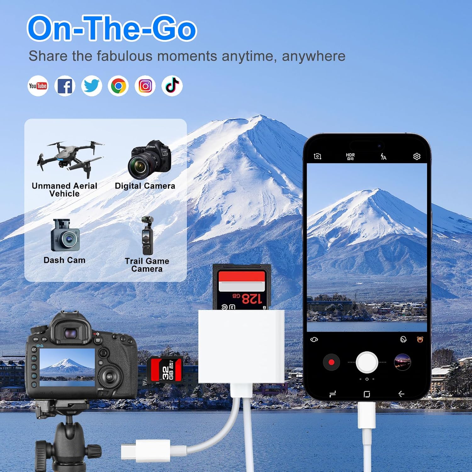 Thumbnail 4 de Denlane Dual Connector Dual Slot MicroSD/SD Card Reader for iPhone iPad (Lightning & USB-C)