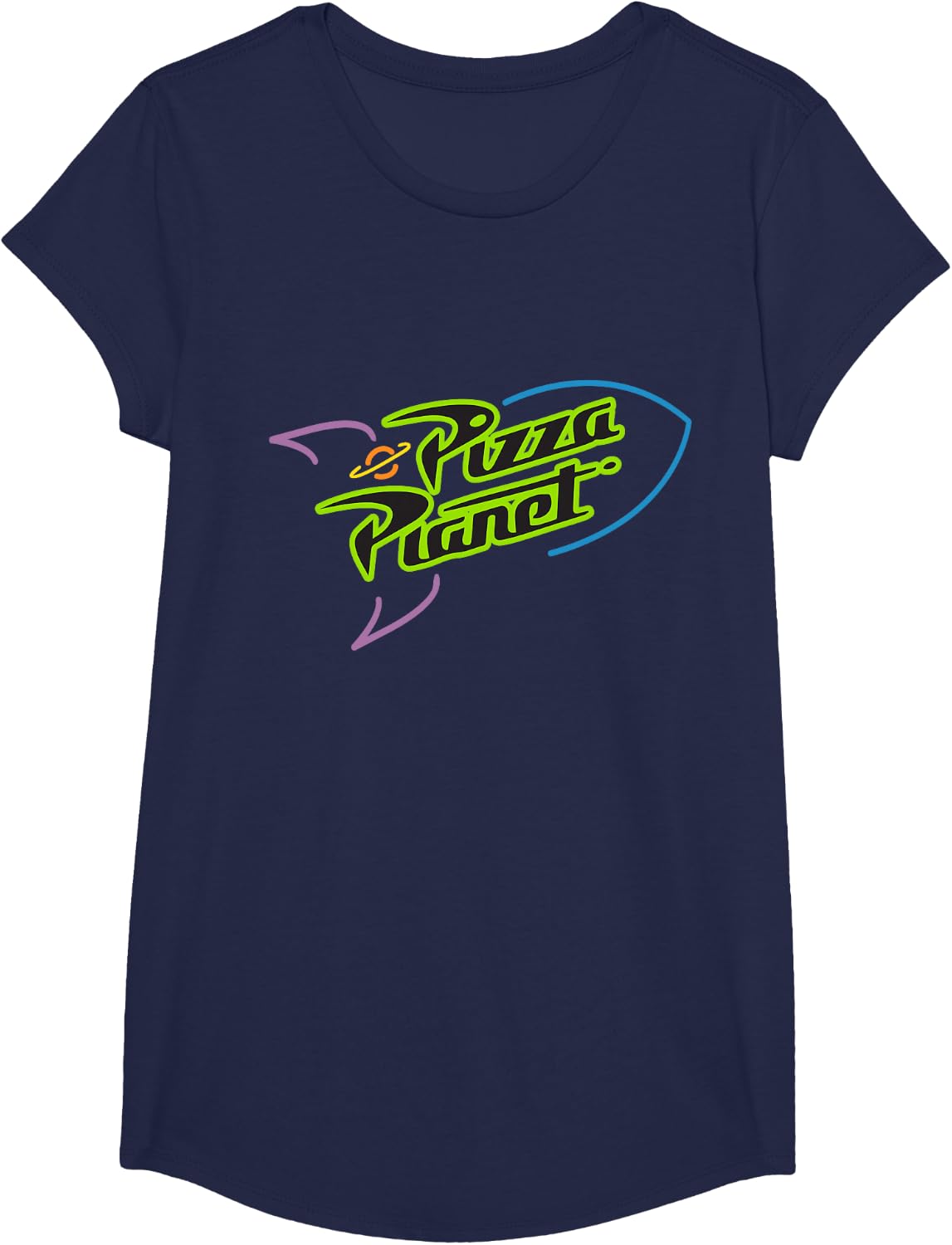 Detalle 2 de Disney Pixar Toy Story Pizza Planet, Astronave Neon - T-shirt leggera con grafica originale