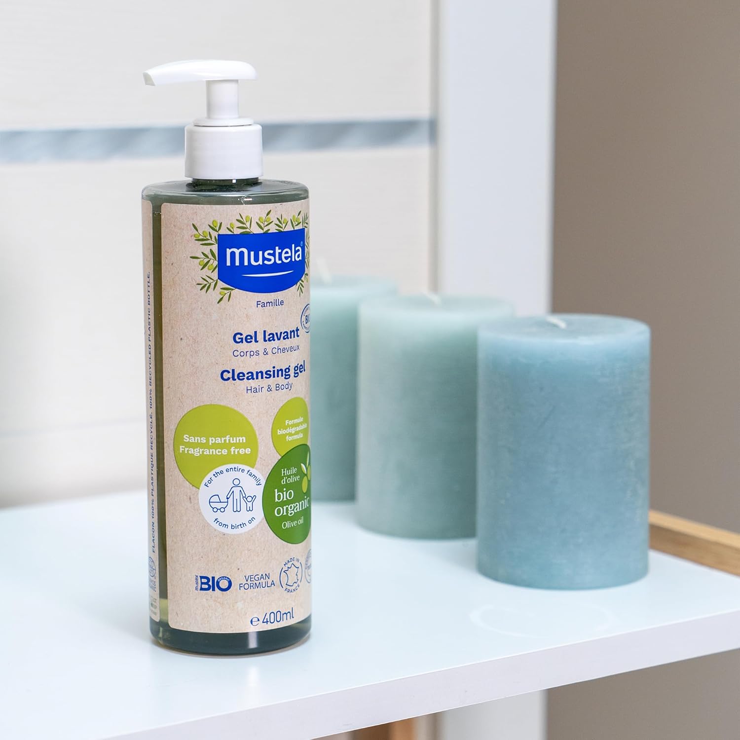 Detalle 2 de Mustela Gel Detergente Bio Vegano con Olio di Oliva, Aloe e Glicerina – Detersione delicata per neonati e tutta la famiglia