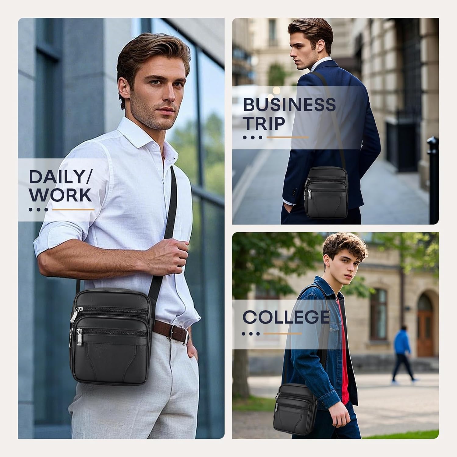 Detalle 2 de BAGZY Sacoche Homme Bandoulière Cuir Véritable Petit Sac