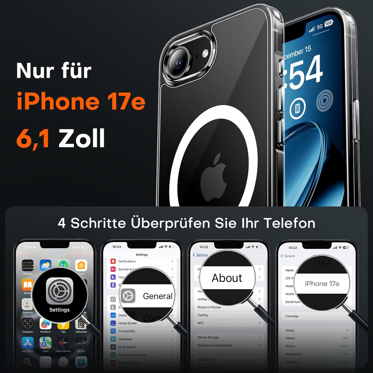 Thumbnail 1 de TOCOL Hülle für iPhone 17e (6,1 Zoll) – MagSafe-kompatible Magnet-Handyhülle, transparent, kratzfest & stoßdämpfend