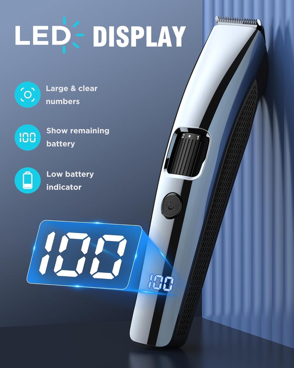 Thumbnail 4 de Electric Beard Trimmer & Hair Clippers for Men with Zoom Wheel (1–10mm) – Cordless USB Rechargeable Grooming Kit