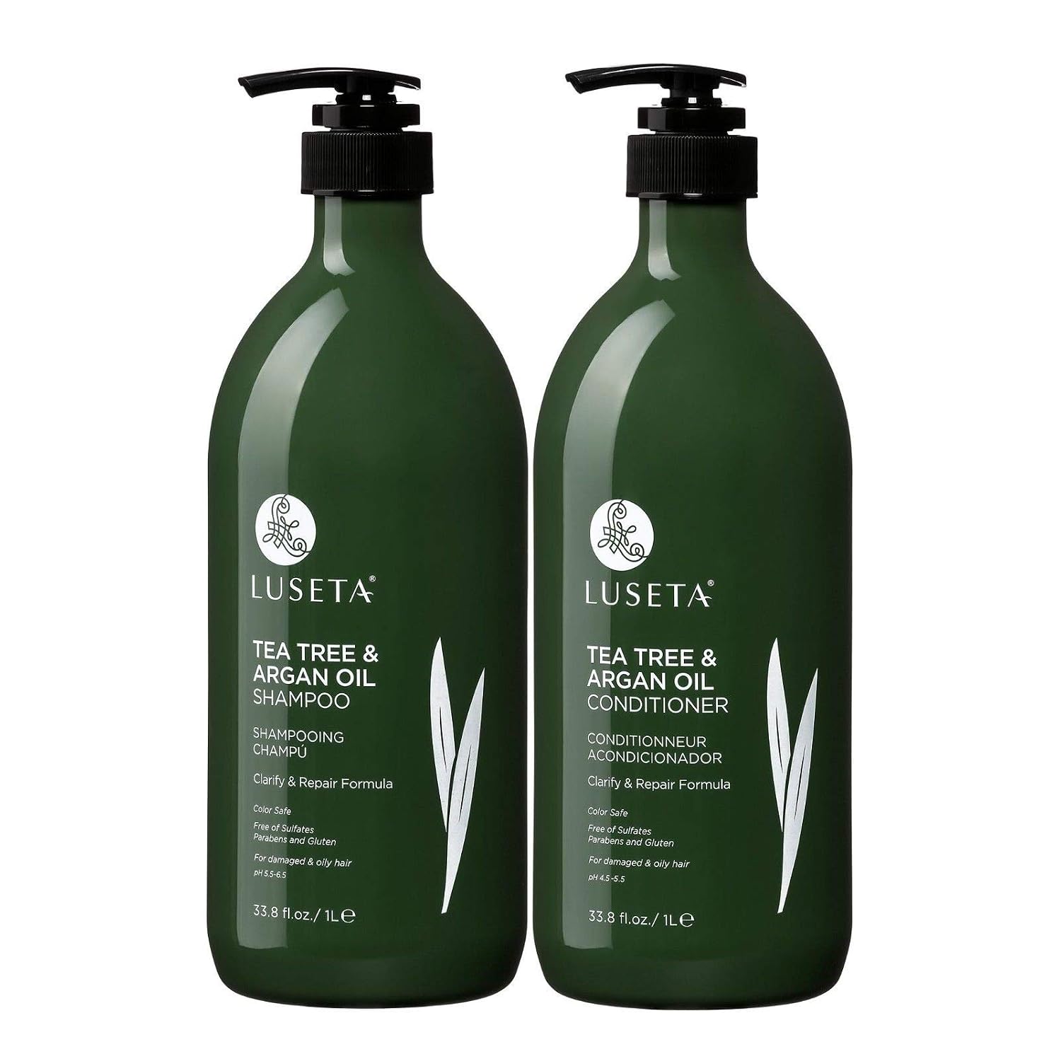 Detalle de Luseta Tea Tree Oil Shampoo and Conditioner Set, 2 x 33.8 oz, Sulfate-Free