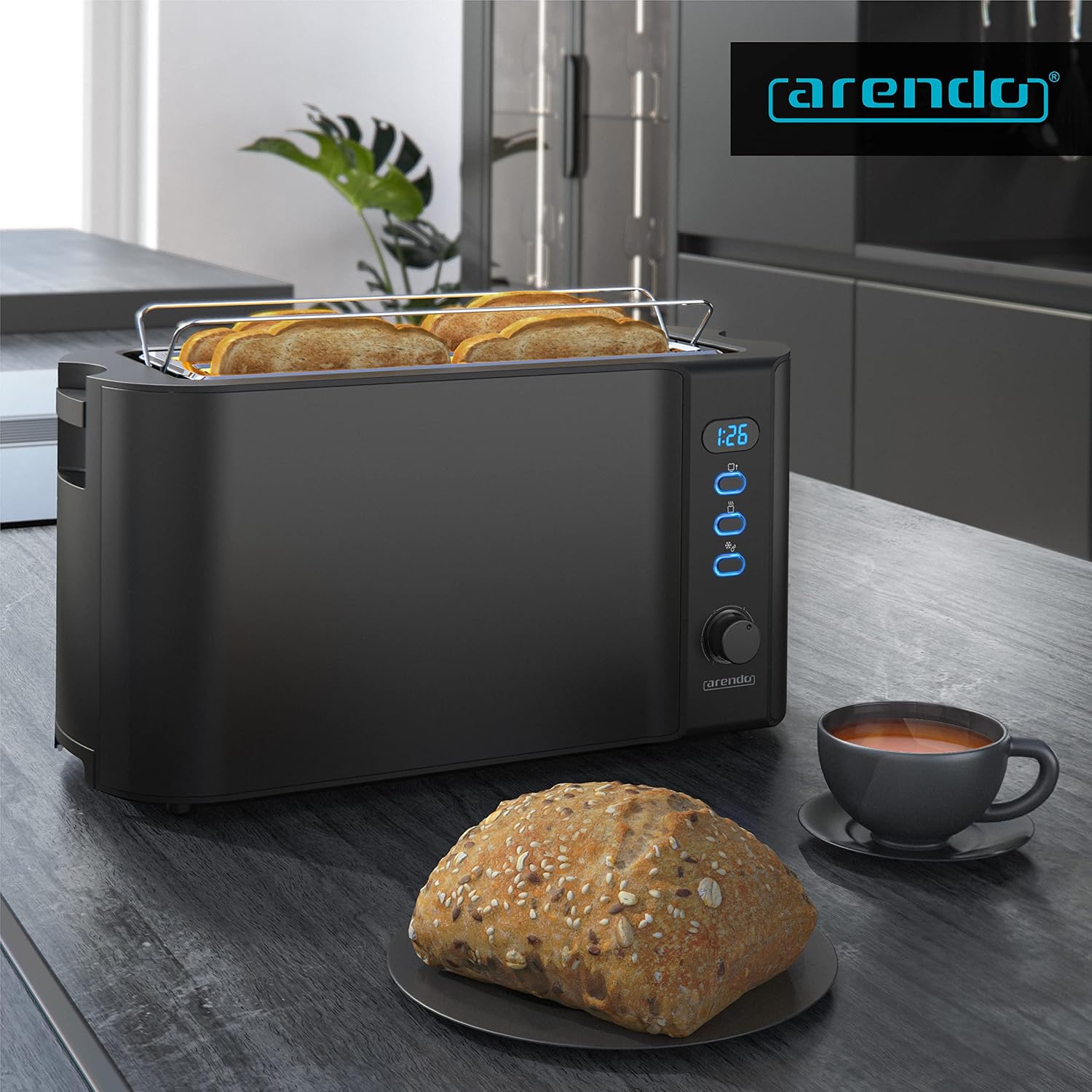 Thumbnail 5 de Arendo Frukost 4-slice long slot toaster with 6 settings 🍞